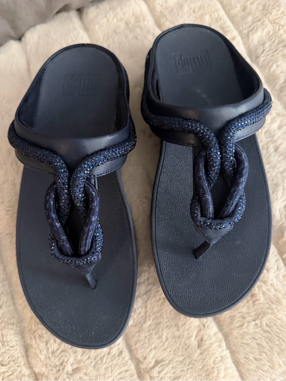 Fitflop Navy Beaded Rope Thong Sandals